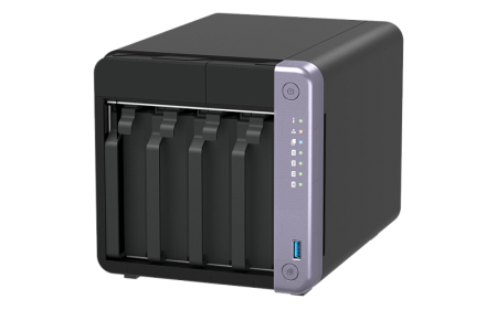 Фото QNAP SMB QC 2GhzCPU/4Gb/upto 4HDD, up to 20 with TL-D1600S/SATA(3,5" 2,5")/ 2xUSB3.2/1xHDMI/1xExp.slot/2x2,5Gb 2x10Gb(SFP+)/iSCSI/1xPS/2YW