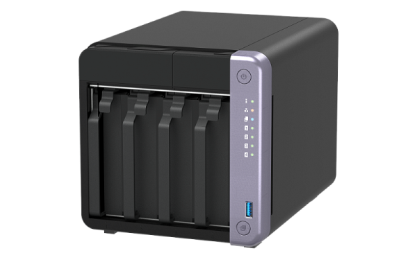 Фото QNAP SMB QC 2GhzCPU/4Gb/upto 4HDD, up to 20 with TL-D1600S/SATA(3,5" 2,5")/ 2xUSB3.2/1xHDMI/1xExp.slot/2x2,5Gb 2x10Gb(SFP+)/iSCSI/1xPS/2YW