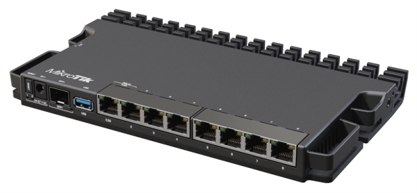 Фото MikroTik RouterBORD 5009UG+S+ with Marvell Armada ARMv8 CPU (4-cores, 1.4GHz per core), 1GB of DDR4 RAM, 1GB NAND storage, 1x 2.5Gbit LAN, 7x 1Gbit LAN, 1xSFP+ port, RouterOS L5, metal desktop case, P