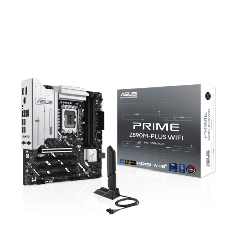 Фото ASUS PRIME Z890M-PLUS WIFI, LGA1851, Z890, 4*DDR5, 6*SATA, 3*M.2, 5*USB 3.2, 4*USB 2.0, Type-C, 3*PCIx16, HDMI+DP, mATX; 90MB1J80-M0EAY0