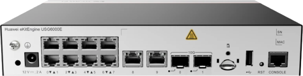 Фото HUAWEI eKit Firewall USG6000E-S03 (10*GE RJ45+2*10GE SFP+, 1*Adapter, Include SSL VPN 100 Users)