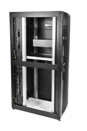 Фото ЦМО Шкаф серверный ПРОФ напольный 48U (800x1200) дверь перфор. 2 шт., черный, в сборе
