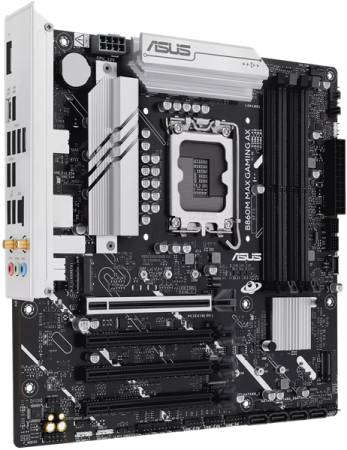 Фото ASUS B860M MAX GAMING AX, LGA1851, B860, 4*DDR5, 4*SATA, 3*M.2, 4*USB 3.2, 4*USB 2.0, Type-C, 2*PCIx16, DP, mATX; 90MB1JZ0-M0EAY0