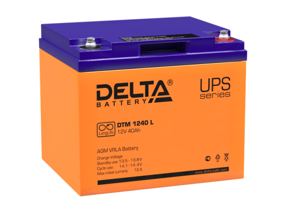 Delta Аккумуляторная батарея для ИБП DTM 1240 L (12V / 40Ah) AGM, 12 лет (4614010640008)