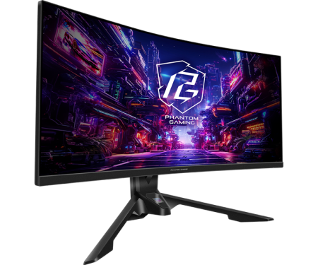 Фото ASROCK 34" PG34QRT2B VA Curved 3840x2160 1 ms GTG 500 cd 180Hz HDR 400 VESA HAS Tilt HDMI*2 DP*2 MM HAS Swivel Pivot Black