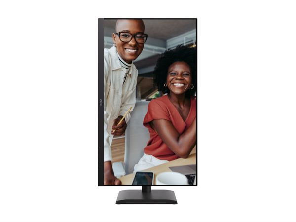 Фото 27" AOC 3840x2160 WLED 16:9 IPS 400cd, 1200:1, 20M:1, 4ms, 178°/178°, 2xHDMI, DP, USB hub: 4*USB3.2, USB-C(90W), RJ45, 60Hz, Speakers, Tilt, Height, Swivel, Pivot, VESA, Internal, Black, 3y