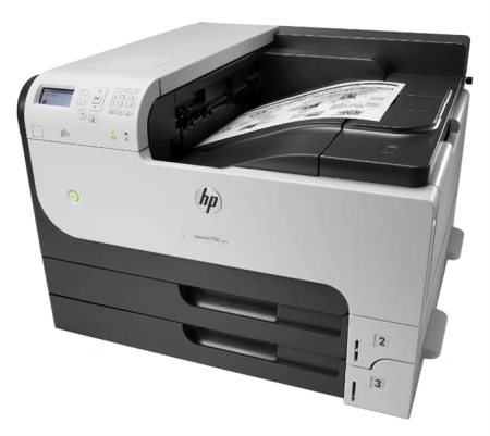 Фото HP LaserJet Enterprise 700 M712dn (A3, 1200dpi, 40ppm, 512Mb, 3trays 250+250+100, USB2.0/extUSBx2/GigEth/HIP/ePrint, repl. Q7543A, Q7545A)
