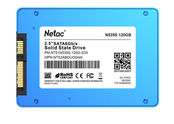 Фото Netac SSD N535S 120GB 2.5 SATAIII 3D NAND, 7mm, R/W up to 510/440MB/s, TBW 70TB, 5y wty