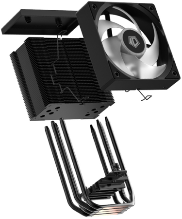 Фото ID-COOLING SE-904-XT ARGB BLACK LGA1851/1700/1200/115X/AM5/AM4 (16шт/кор, TDP 180W, PWM, 4 тепл.трубки прямого контакта, FAN 100mm, Addressable RGB LED) RET