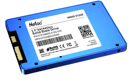 Фото Netac SSD N600S 512GB 2.5 SATAIII 3D NAND, 7mm, R/W up to 540/490MB/s, TBW 280TB, 5y wty