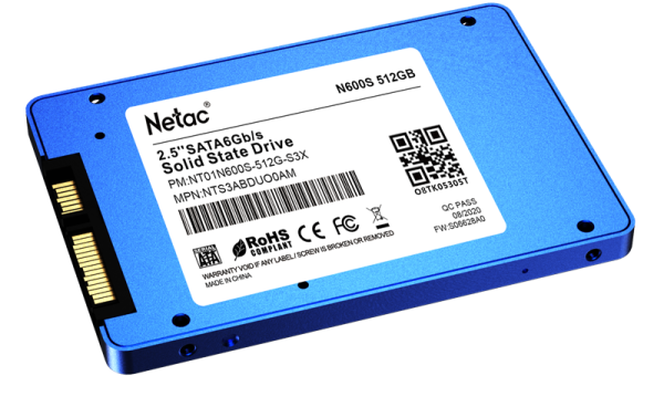Фото Netac SSD N600S 512GB 2.5 SATAIII 3D NAND, 7mm, R/W up to 540/490MB/s, TBW 280TB, 5y wty