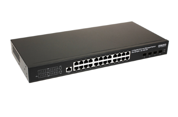 OSNOVO SW-24G4X-2L Управляемый L3 коммутатор Gigabit Ethernet на 24xRJ45 + 4x10G SFP+ Uplink. Порты: 24 x GE (10/100/1000Base-T) + 4 x 1G/10G SFP+ Uplink. Консольный порт, Уровень управления L3 (Full