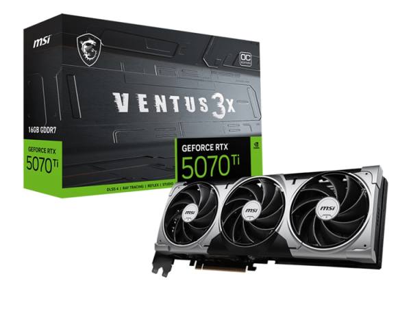MSI RTX 5070 Ti 16G VENTUS 3X OC//RTX 5070, HDMI, DP*3, 16G, D7