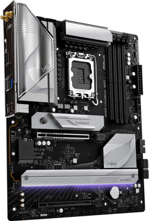 Фото ASROCK B860 LIVEMIXER WIFI, LGA1851, B860, 4*DDR5, 4*SATA, 3*M.2, 6*USB 3.2, 6*USB 2.0, Type-C, 2*PCIx16, 1*M.2 (Key E), HDMI, ATX