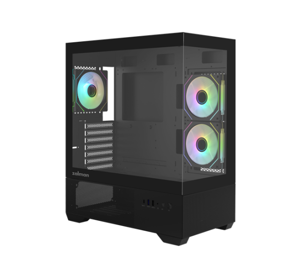 ZALMAN CHRONIX V2, ATX, BLACK, WINDOW, 1xCombo (3.5’’ or 2.5’’), 1x3.5’’HDD, 2x2.5’’SSD, 1xUSB2.0, 1xUSB3.0, 1xUSB Type-C, SIDE 2x120mm ARGB, REAR 1x120mm ARGB