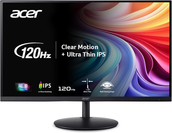 23,8" ACER SH242YG0bih IPS, 1920x1080, 1 / 4ms, 250cd, 120Hz, 1xVGA + 1xHDMI(1.4), sync: FreeSync, hadj 100, Vesa:75x75 UltraThin Black