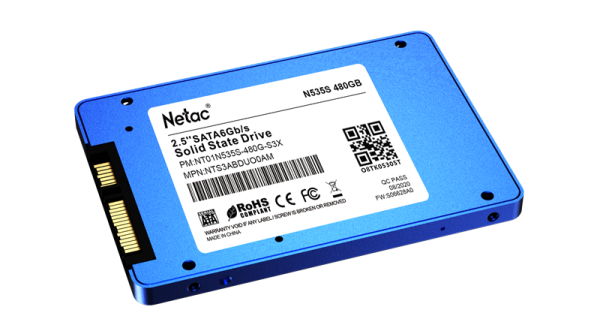 Фото Netac SSD N535S 480GB 2.5 SATAIII 3D NAND, 7mm, R/W up to 540/490MB/s, TBW 280TB, 5y wty