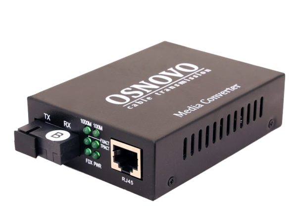 OSNOVO OMC-1000-11S5b Оптический Gigabit Ethernet медиаконвертер для передачи Ethernet по одному волокну одномодового оптического кабеля до 20км. Поддерживает скорость 10/100/1000М (IEEE 802.3i, IEEE