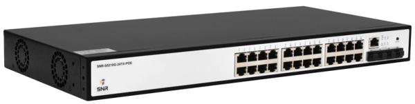 Фото SNR Управляемый коммутатор уровня 2+, 24 порта 10/100/1000Base-T с поддержкой POE, 4 порта 1/10G SFP+, бюджет POE 370W