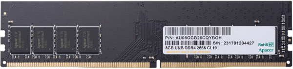 Apacer DDR4 8GB 2666MHz DIMM (PC4-21300) CL19 1.2V (Retail) 1024*8 3 years (AU08GGB26CQYBGH / EL.08G2V.GNH)
