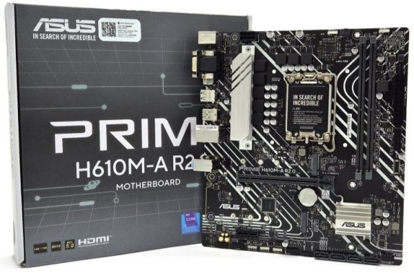 ASUS PRIME H610M-A R2.0, LGA1700, H610, 2*DDR5, 4*SATA, 2*M.2, 2*USB 3.2, 4*USB 2.0, 1*PCIx16, 1*PCIx1, HDMI+DP+D-Sub, mATX; 90MB1MJ0-M0EAY0