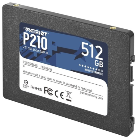 Фото Patriot SSD P210 512GB SATA3 2.5" R520/W430 TBW 240TB 3D NAND