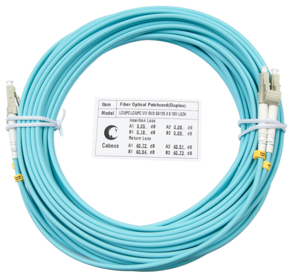 Патч-корд ВО Cabeus FOP-50-LC-LC-10m Шнур оптический duplex LC-LC 50/125 mm OM3 10м LSZH