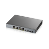 Фото Smart L2 PoE+ для IP-видеокамер Zyxel NebulaFlex Pro GS1350-18HP, rack 19", 16xGE PoE+, 2xCombo (SFP/RJ-45), бюджет PoE 250 Вт, питание до 250м, автоперезагрузка PoE-портов