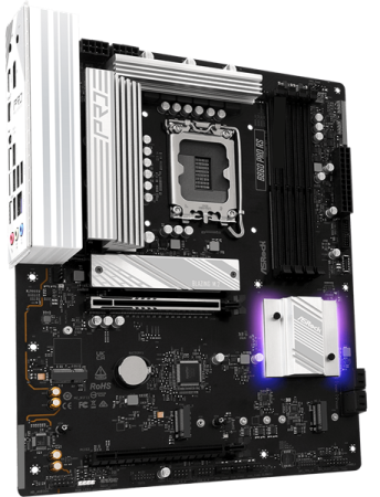Фото ASROCK B860 PRO RS, LGA1851, B860, 4*DDR5, 4*SATA, 4*M.2, 6*USB 3.2, 2*USB 2.0, Type-C, 2*PCIx16, 1*M.2 (Key E), HDMI+DP, ATX