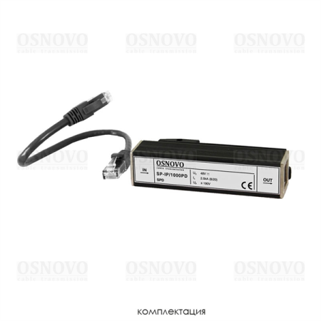 Фото OSNOVO SP-IP/1000PD Устройство грозозащиты для локальной вычислительной сети (скорость до 1000 Мбит/с) с защитой линий PoE (af/at, методы A + B, контакты 1/2, 3/6, 4/5, 7/8). Двухступенчатая защита. М