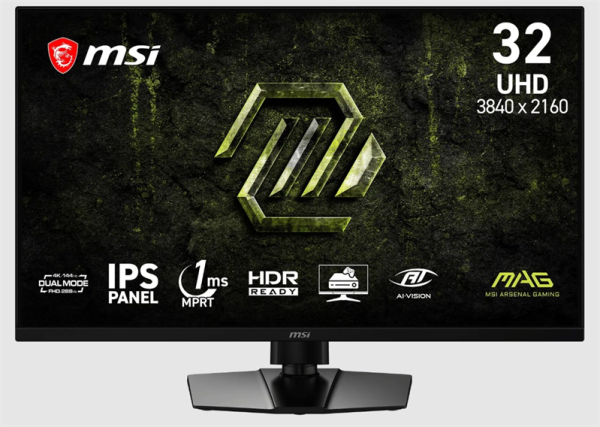MSI MAG 321UPD E14 31.5" 16:9 UHD(3840x2160) IPS Flat, 4ms(GTG), 1500:1, 100M:1, 300nits, 178/178, 2xHDMI 2.1, 1xDP 1.4, Tilt,Swivel,Height,Pivot, VESA, UHD:144Hz, FHD:288Hz, Black, 1y war-ty